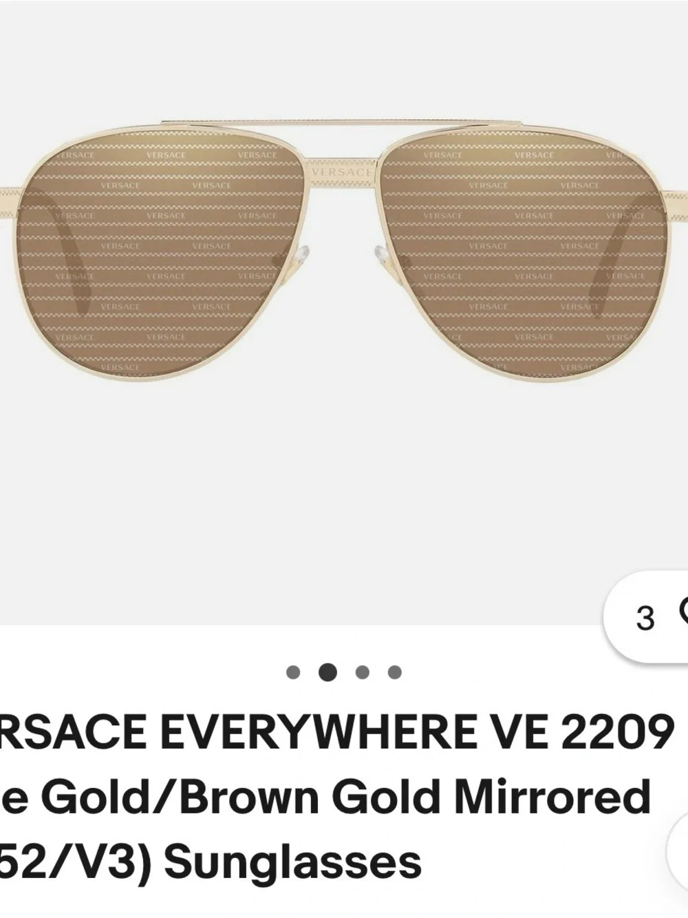 Versace Men’s Gold Frame Brown Mirrored Aviator Sunglasses